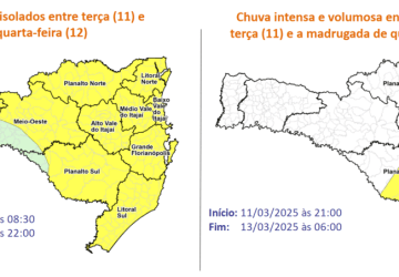 Previsão indica temporais e risco de alagamentos em Santa Catarina