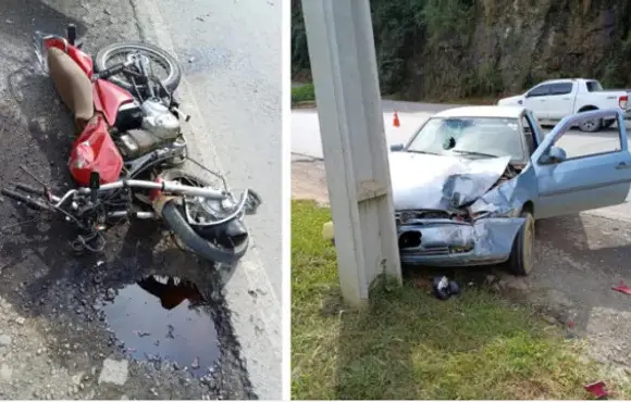 Motociclista fica em estado grave após acidente na SC-350