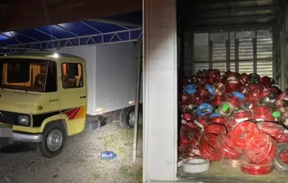 Caminhão com R$ 400 mil em fios de cobre é encontrado em garagem de SC