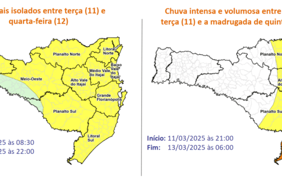 Previsão indica temporais e risco de alagamentos em Santa Catarina